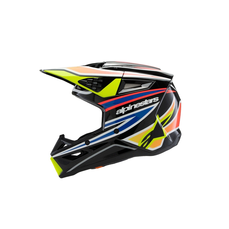 Alpinestars S-M3 WURX bērnu motokrosa ķivere melns-fluo dzeltens-zils-sarkans