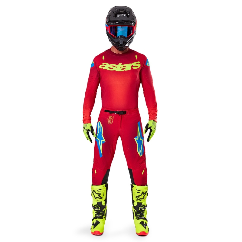 Motokrosový dres Alpinestars Supertech Maker červeno-fluo žlutý