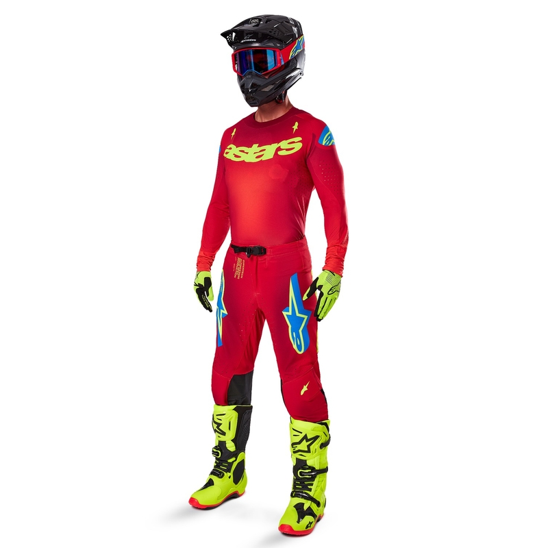 Motokrosový dres Alpinestars Supertech Maker červeno-fluo žlutý