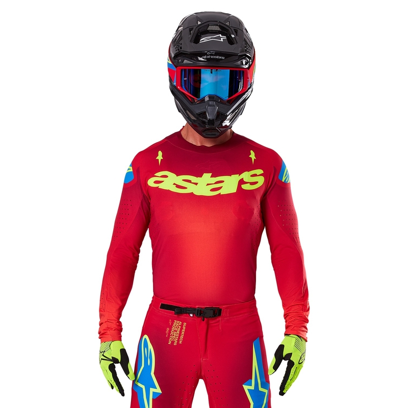 Motokrosový dres Alpinestars Supertech Maker červeno-fluo žlutý
