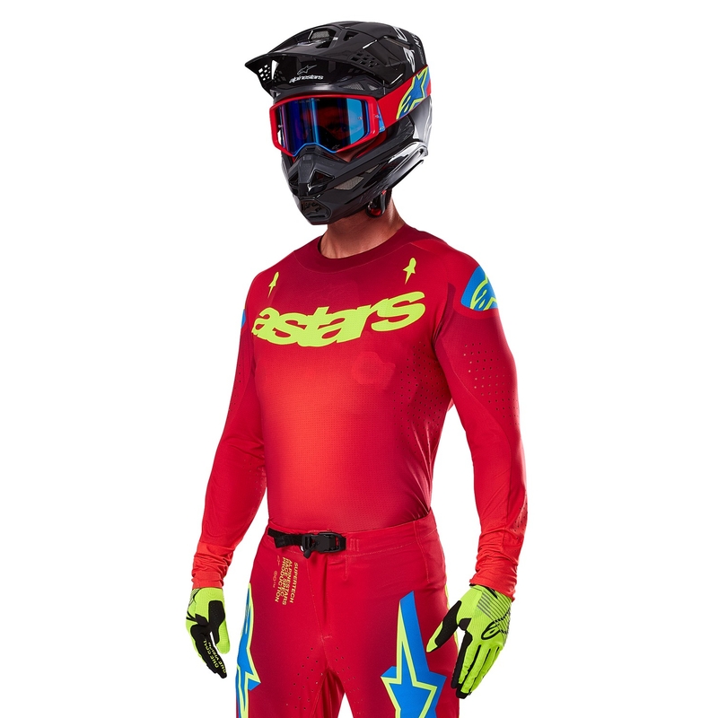 Motokrosový dres Alpinestars Supertech Maker červeno-fluo žlutý