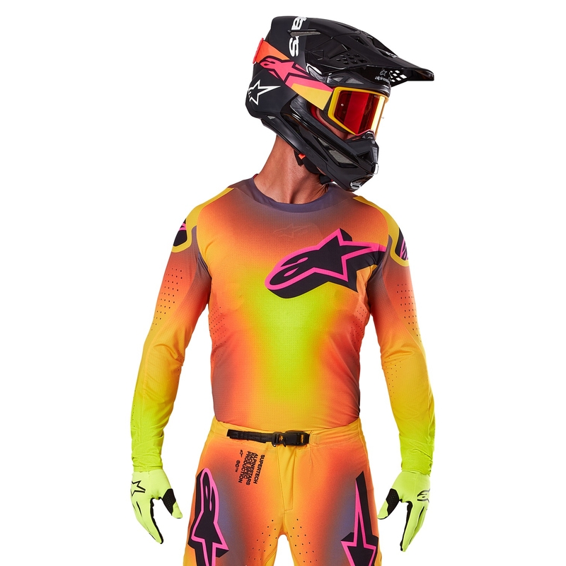 Motokrosa krekliņš Alpinestars Supertech Lipan dzelteni-rozā