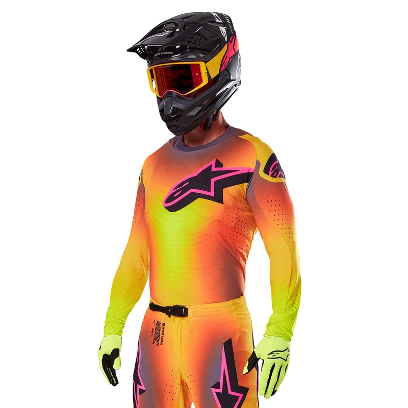 Motokrosa krekliņš Alpinestars Supertech Lipan dzelteni-rozā
