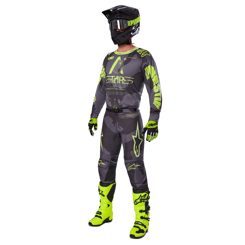 Alpinestars Racer Hollow tumšs kamuflāžas-fluo dzeltens motokrosa krekliņš