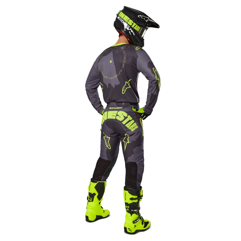 Alpinestars Racer Hollow tumšs kamuflāžas-fluo dzeltens motokrosa krekliņš