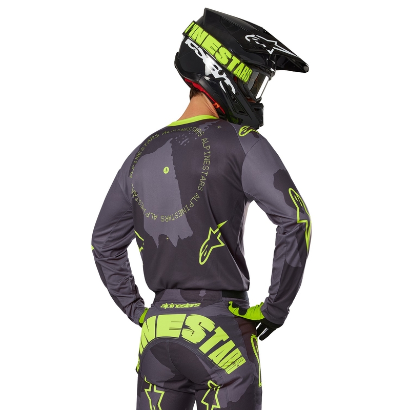 Alpinestars Racer Hollow tumšs kamuflāžas-fluo dzeltens motokrosa krekliņš