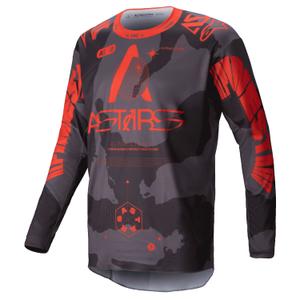Alpinestars Racer Hollow pelēks kamuflāžas-fluo oranžs motokrosa krekls