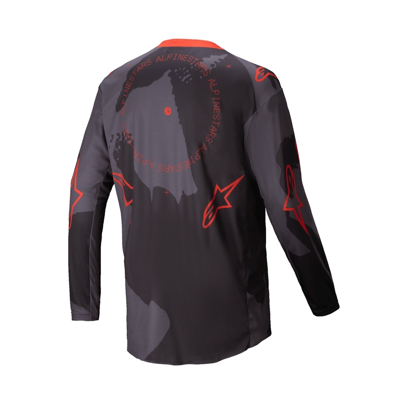 Alpinestars Racer Hollow pelēks kamuflāžas-fluo oranžs motokrosa krekls