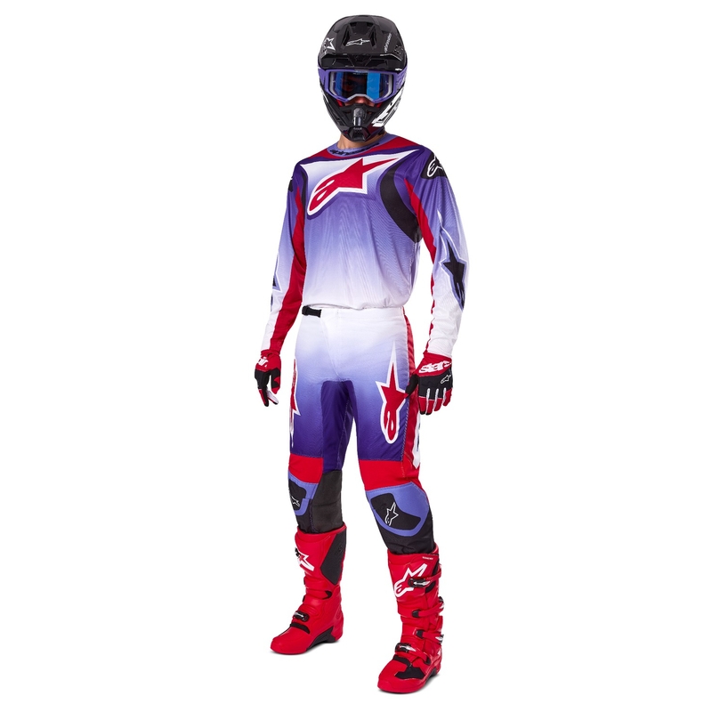 Alpinestars Fluid Wurx fluo violeti sarkans motokrosa krekls