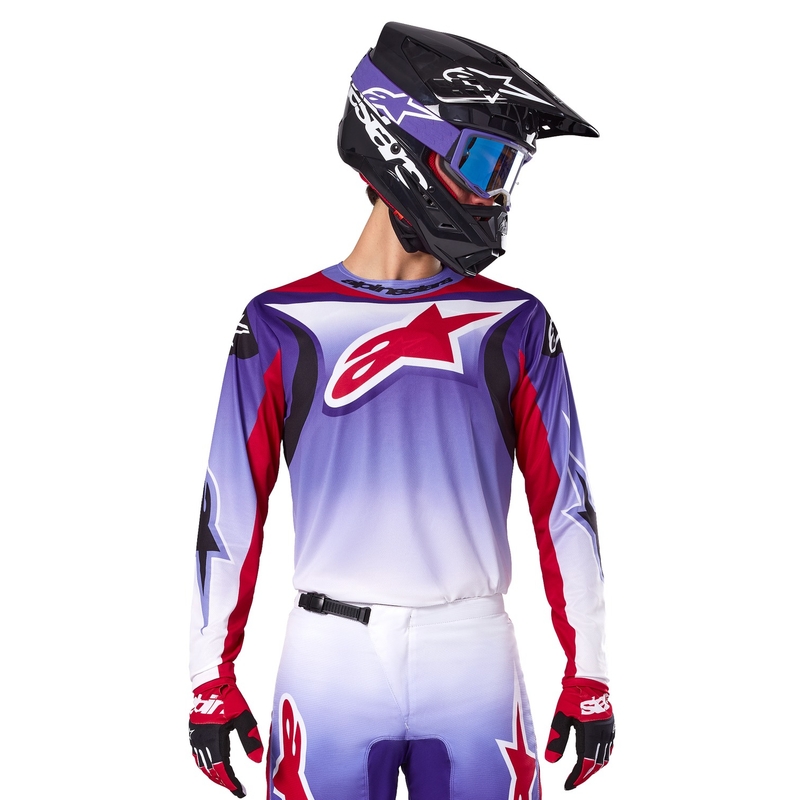 Alpinestars Fluid Wurx fluo violeti sarkans motokrosa krekls