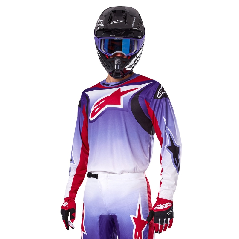 Alpinestars Fluid Wurx fluo violeti sarkans motokrosa krekls