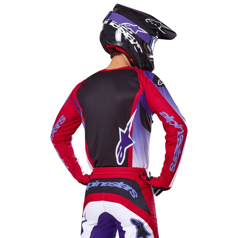 Alpinestars Fluid Wurx fluo violeti sarkans motokrosa krekls