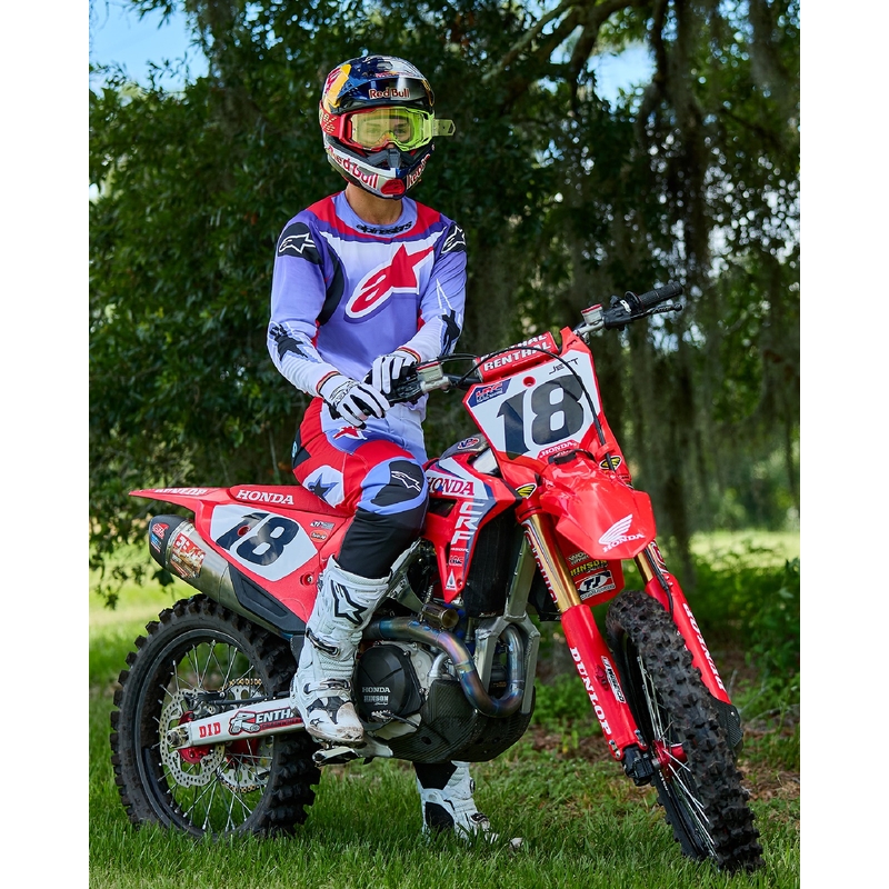 Alpinestars Fluid Wurx fluo violeti sarkans motokrosa krekls