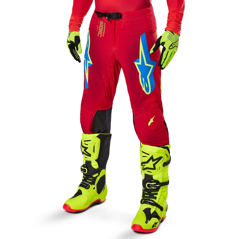 Motokrosové kalhoty Alpinestars Supertech Maker červeno-fluo žluté