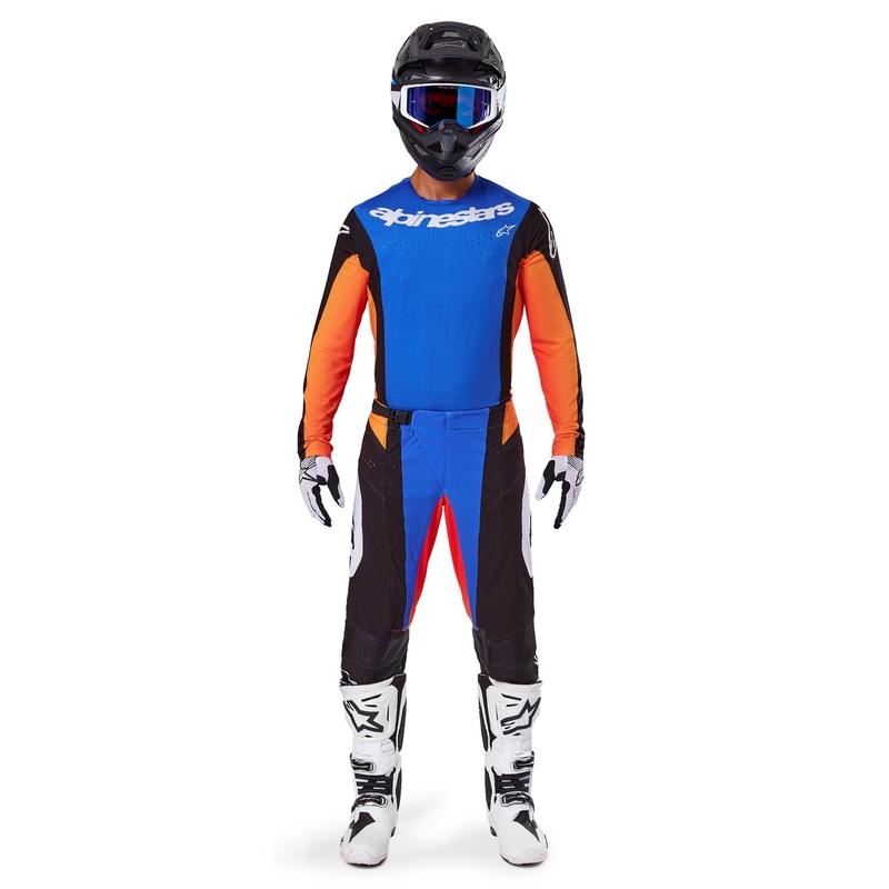 Alpinestars Techstar Melt motokrosa bikses oranžā un zilā krāsā