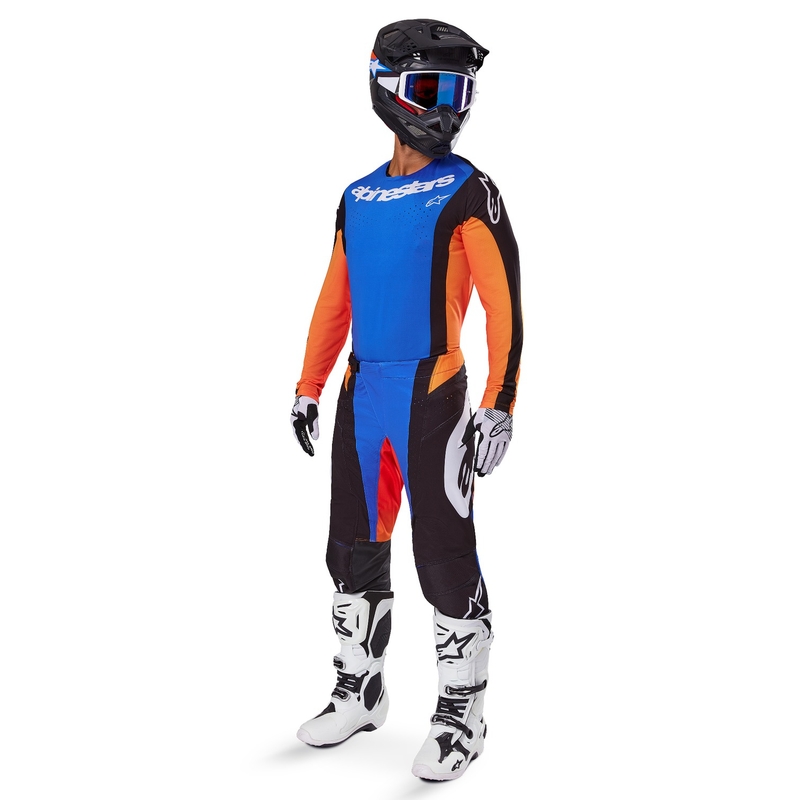 Alpinestars Techstar Melt motokrosa bikses oranžā un zilā krāsā