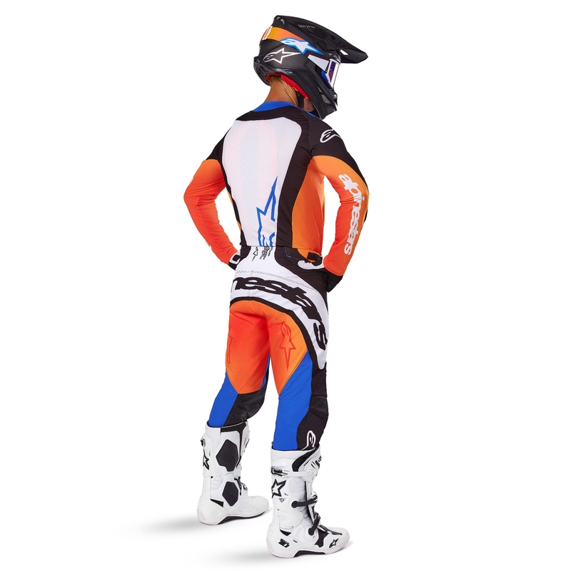 Alpinestars Techstar Melt motokrosa bikses oranžā un zilā krāsā