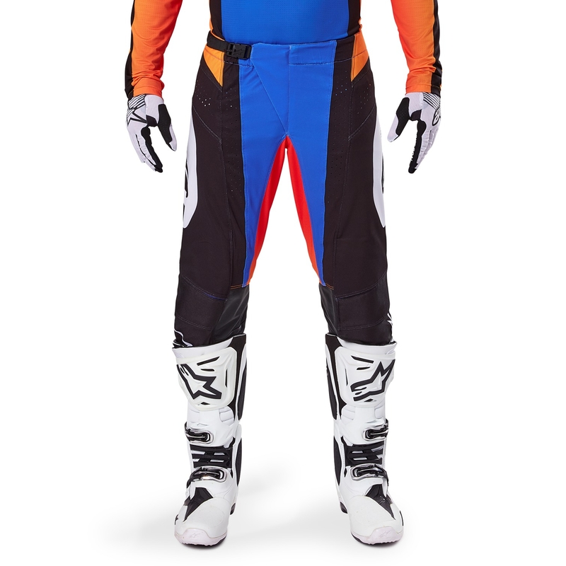 Alpinestars Techstar Melt motokrosa bikses oranžā un zilā krāsā