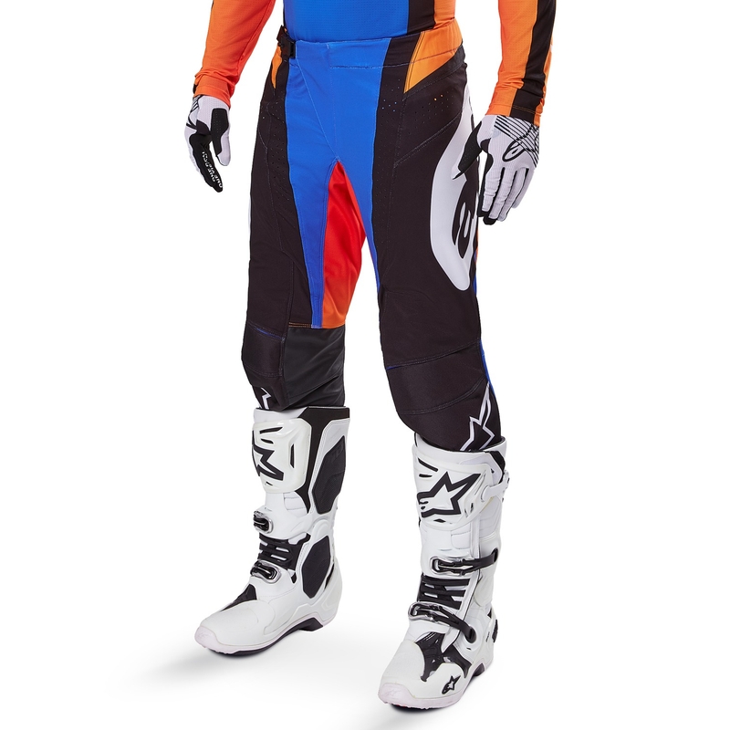 Alpinestars Techstar Melt motokrosa bikses oranžā un zilā krāsā