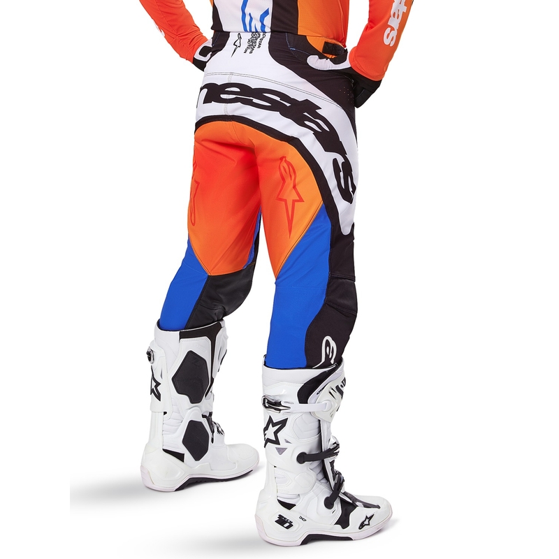 Alpinestars Techstar Melt motokrosa bikses oranžā un zilā krāsā