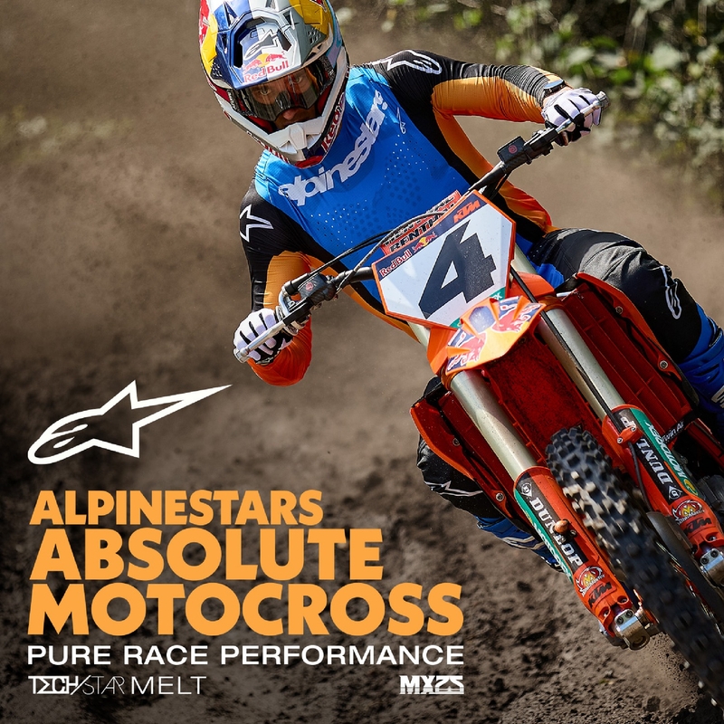 Alpinestars Techstar Melt motokrosa bikses oranžā un zilā krāsā