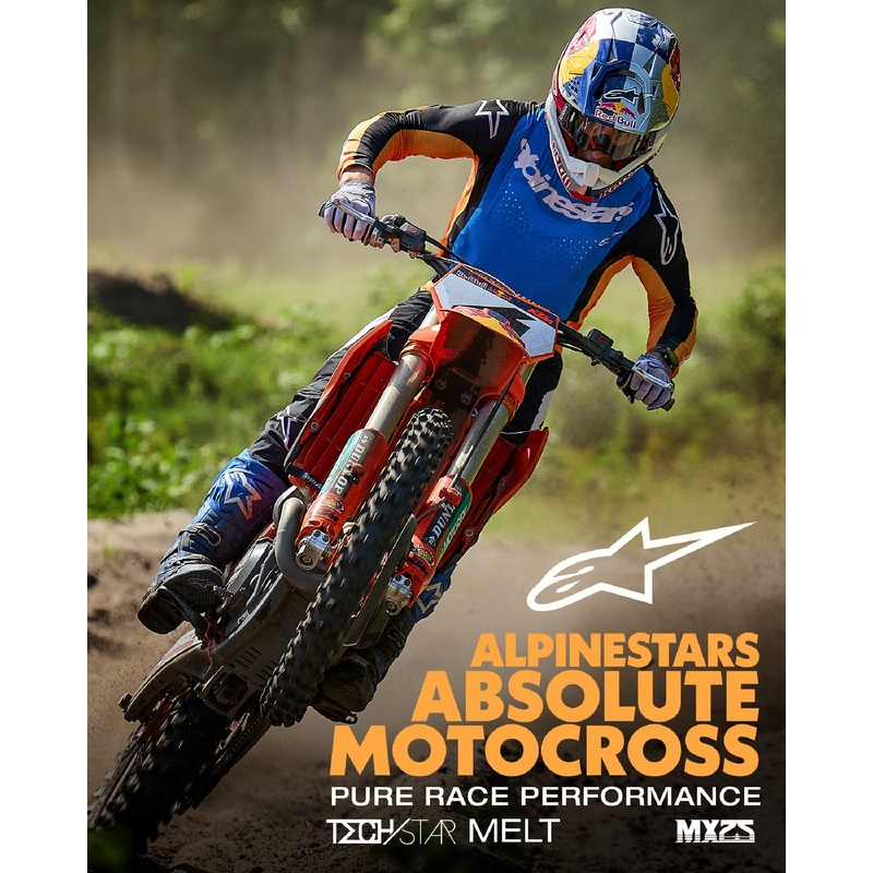 Alpinestars Techstar Melt motokrosa bikses oranžā un zilā krāsā
