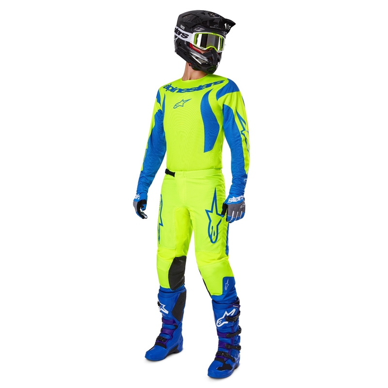 Alpinestars Fluid Haul motokrosa bikses fluo dzeltenā-zilā krāsā