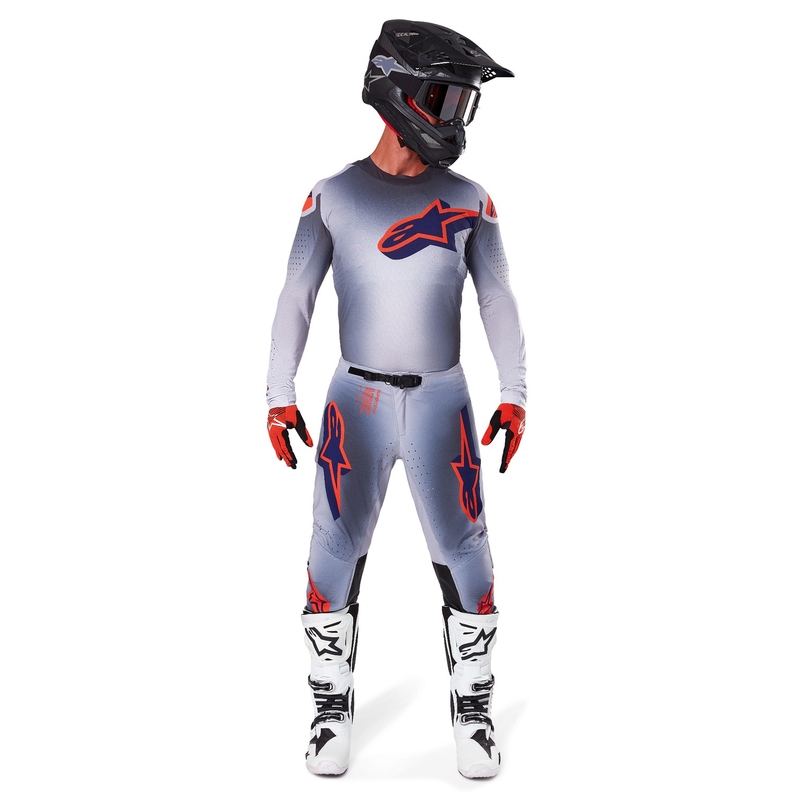 Alpinestars Supertech Lipan motokrosa bikses pelēki-fluo oranžā krāsā