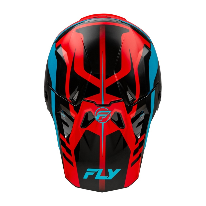 Motokrosa ķivere FLY Racing Formula CP sarkanā-melnā-zilā krāsā