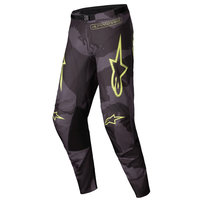 Alpinestars Racer Racer Hollow Motokrosa bikses tumši kamuflāžas-fluo dzeltenā krāsā