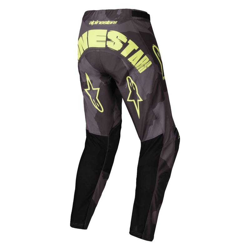 Alpinestars Racer Racer Hollow Motokrosa bikses tumši kamuflāžas-fluo dzeltenā krāsā