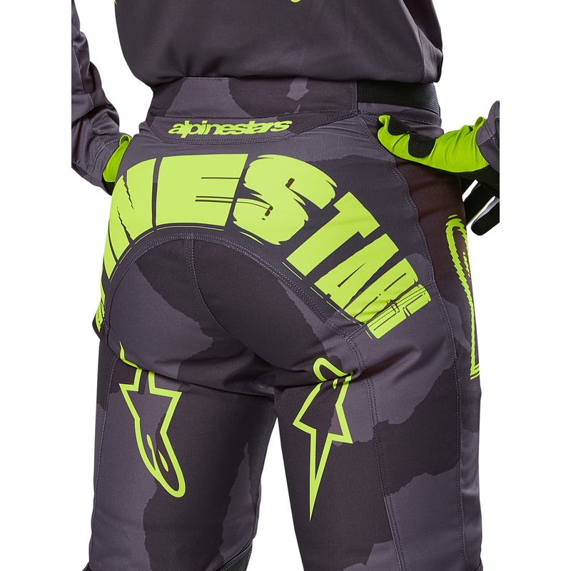 Alpinestars Racer Racer Hollow Motokrosa bikses tumši kamuflāžas-fluo dzeltenā krāsā