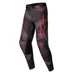 Alpinestars Racer Racer Hollow Motokrosa bikses pelēkas, kamuflāžas, fluo oranžā krāsā
