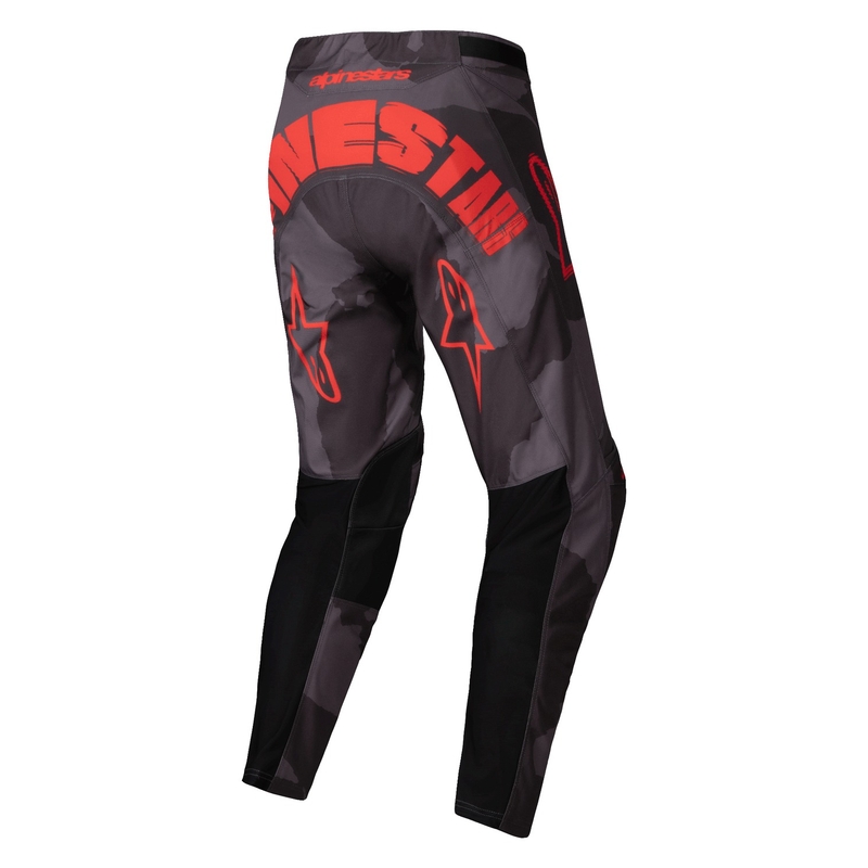 Alpinestars Racer Racer Hollow Motokrosa bikses pelēkas, kamuflāžas, fluo oranžā krāsā