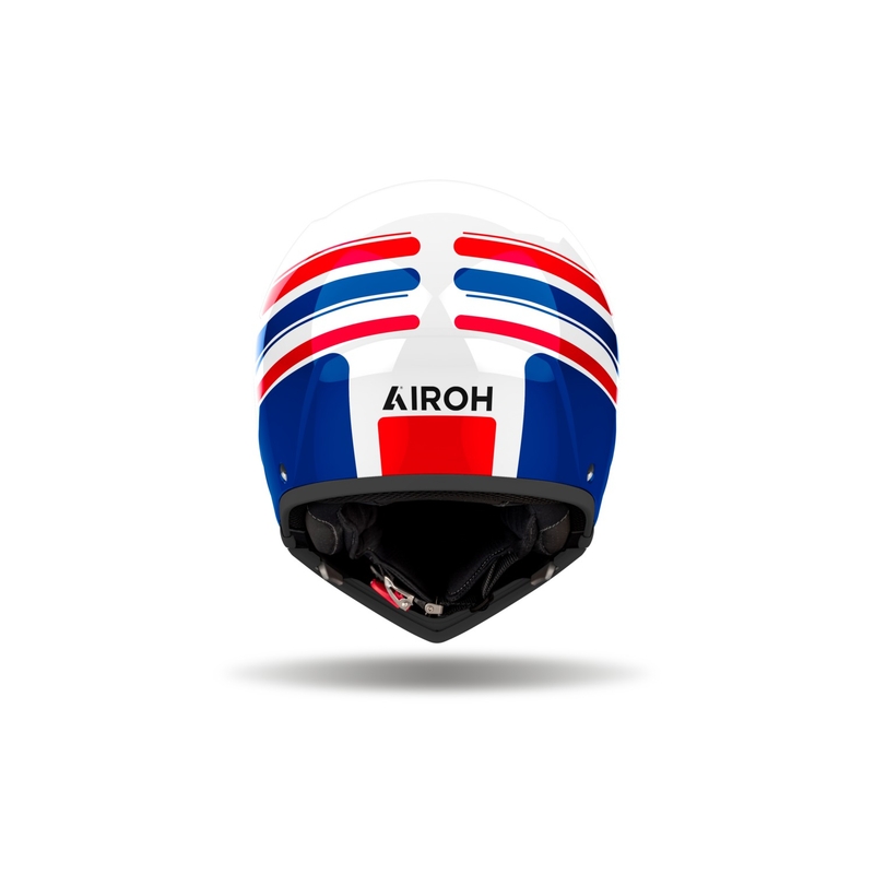 Modulārā motociklu ķivere Airoh J110 Eon spīdīga balta-zilā-sarkana