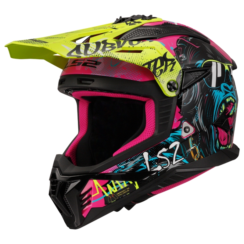Motokrosa ķivere LS2 MX708 Fast II Gorilla violeti dzeltena