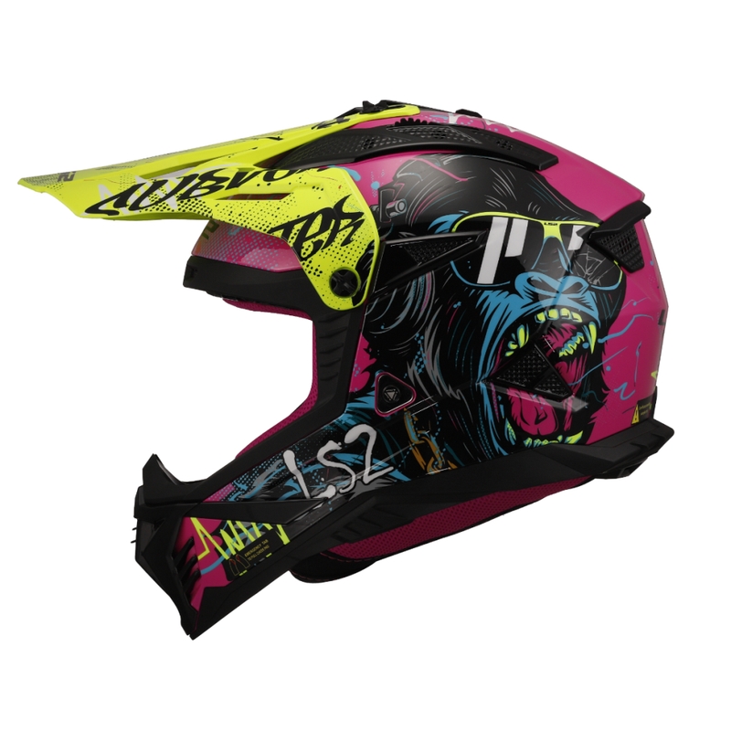 Motokrosa ķivere LS2 MX708 Fast II Gorilla violeti dzeltena