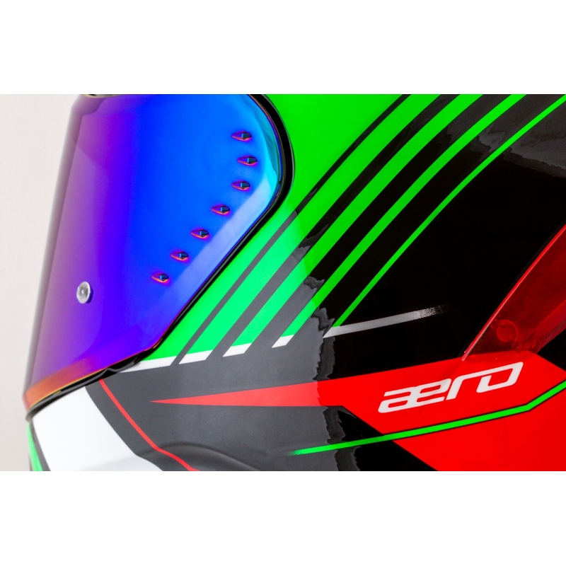 Cassida Aero Drome melna-arkana-zaļa-balta integrālā motocikla ķivere