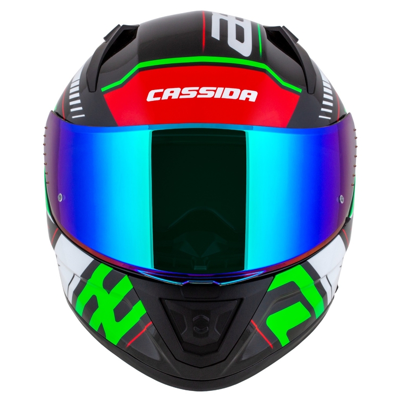 Cassida Aero Drome melna-arkana-zaļa-balta integrālā motocikla ķivere