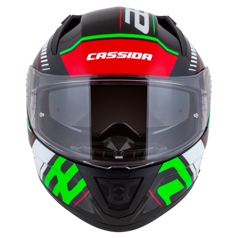 Cassida Aero Drome melna-arkana-zaļa-balta integrālā motocikla ķivere