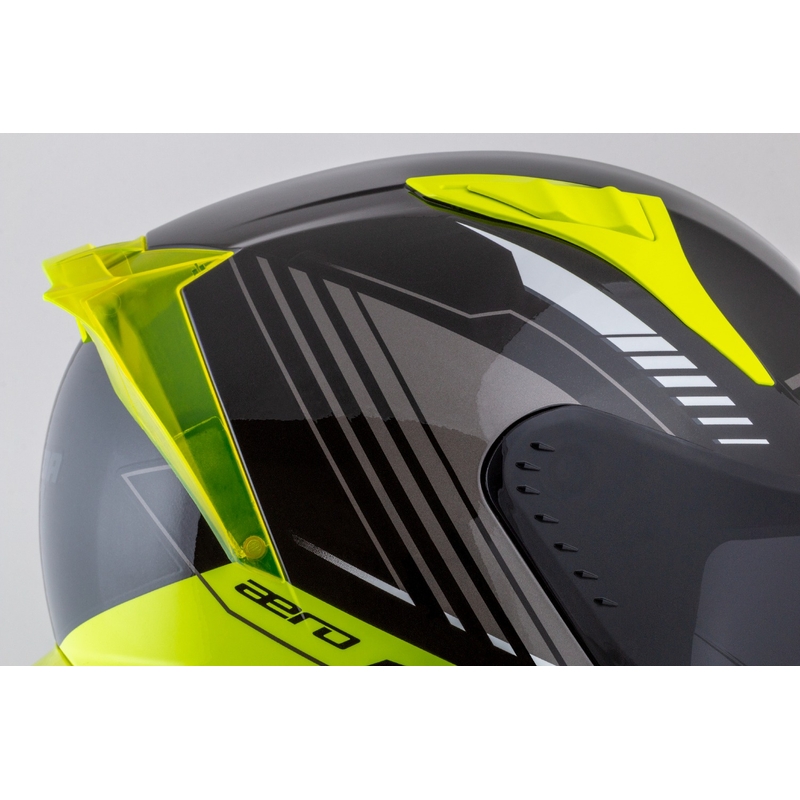 Cassida Aero Drome melna-fluo dzeltena-balta-pelēka integrālā motocikla ķivere