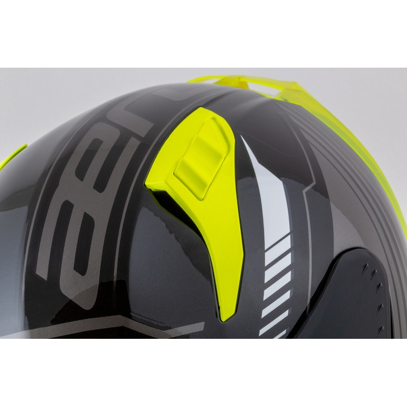 Cassida Aero Drome melna-fluo dzeltena-balta-pelēka integrālā motocikla ķivere