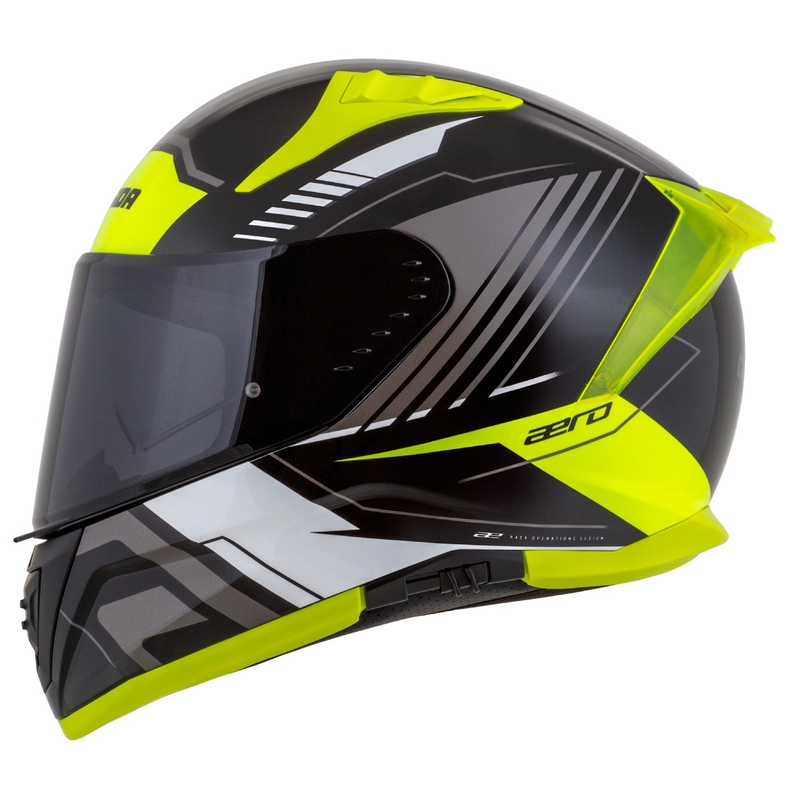 Cassida Aero Drome melna-fluo dzeltena-balta-pelēka integrālā motocikla ķivere