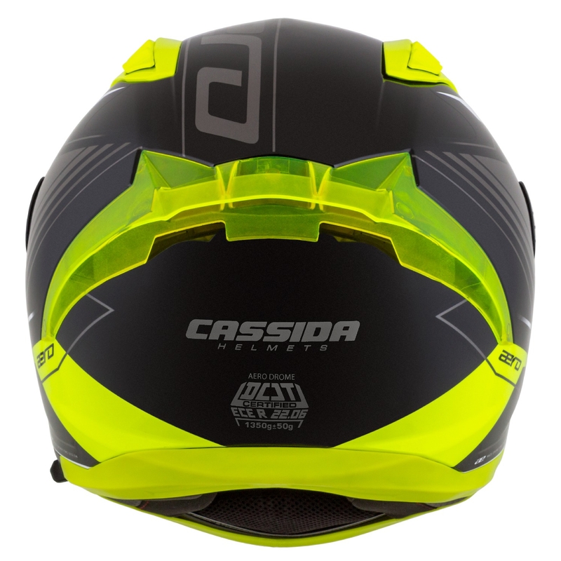 Cassida Aero Drome melna-fluo dzeltena-balta-pelēka integrālā motocikla ķivere