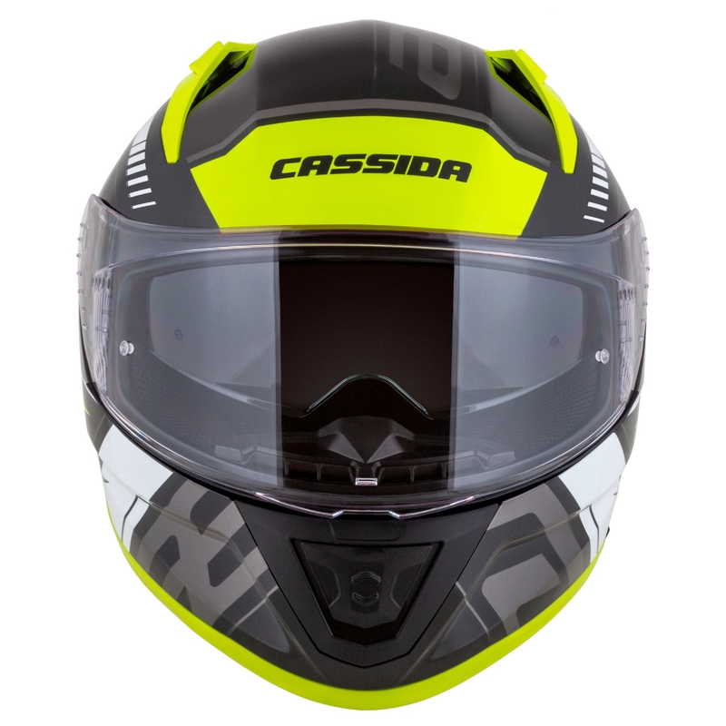 Cassida Aero Drome melna-fluo dzeltena-balta-pelēka integrālā motocikla ķivere
