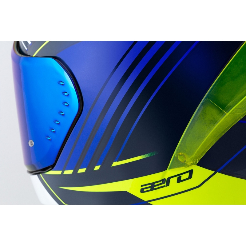 Cassida Aero Drome zilā-fluo dzeltenā-skaidri zilā-baltā integrālā motocikla ķivere