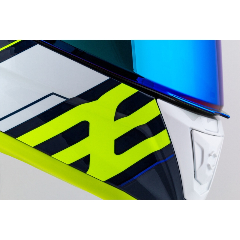 Cassida Aero Drome zilā-fluo dzeltenā-skaidri zilā-baltā integrālā motocikla ķivere