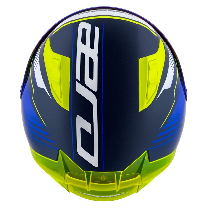 Cassida Aero Drome zilā-fluo dzeltenā-skaidri zilā-baltā integrālā motocikla ķivere