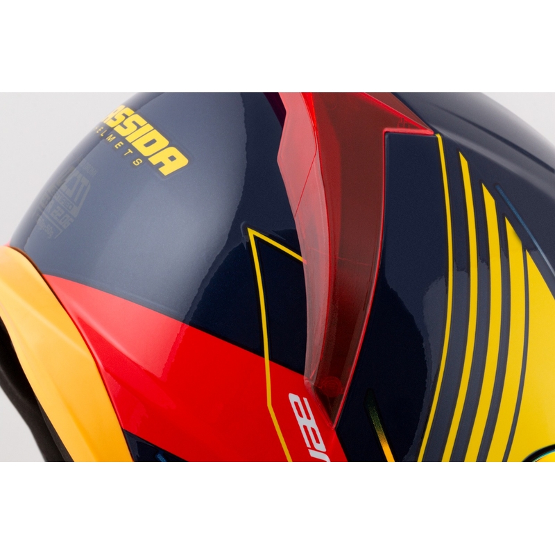 Cassida Aero Drome integrālā motociklu ķivere zili-fluo dzeltena-oranža-arkanā-siltā-zilā-balta