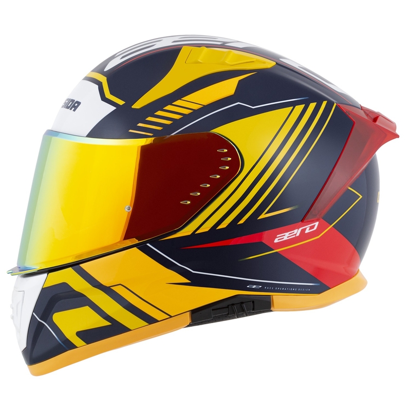 Cassida Aero Drome integrālā motociklu ķivere zili-fluo dzeltena-oranža-arkanā-siltā-zilā-balta